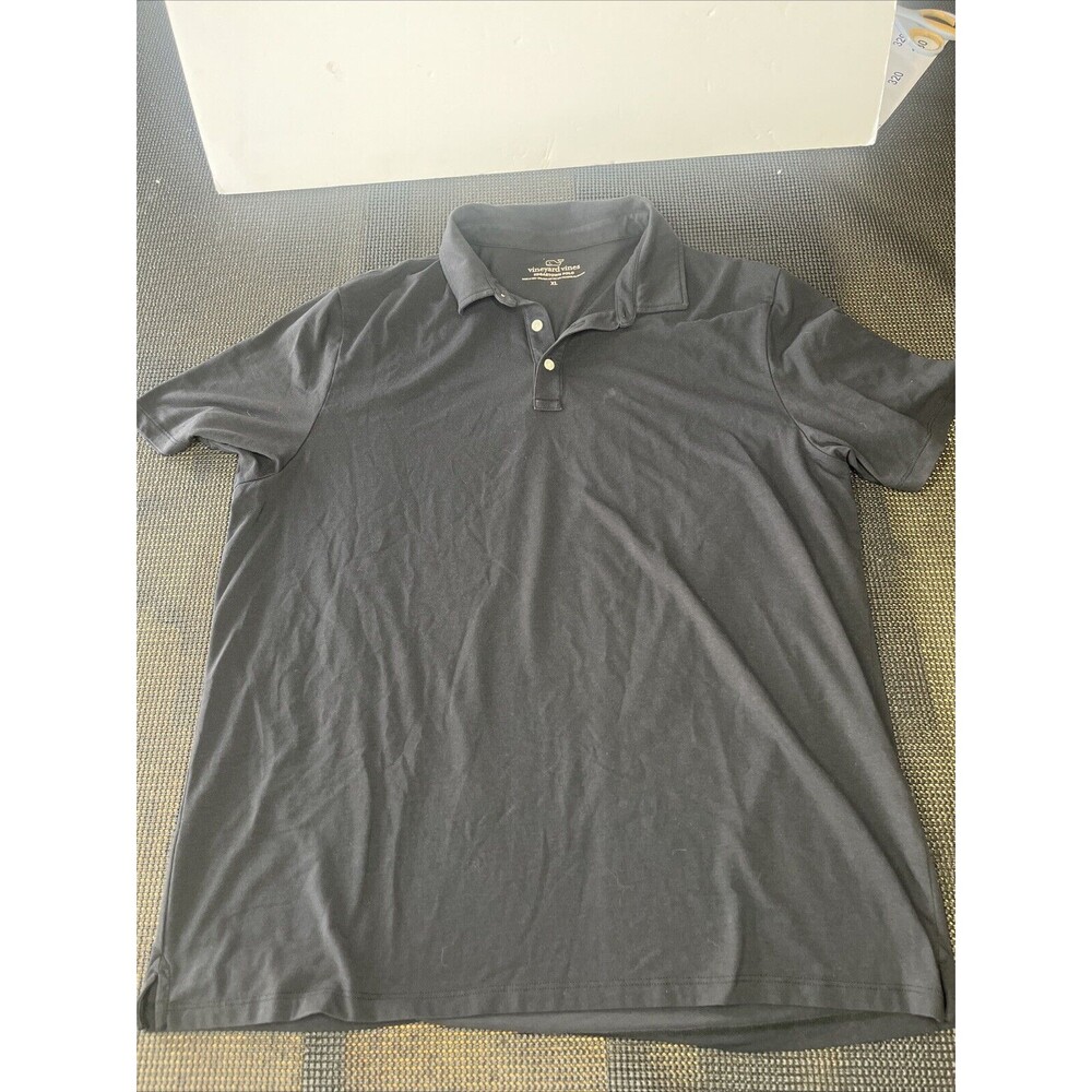 Vineyard Vines Edgartown Polo Mens XL Black Short Sleeve Pima Cotton Blend Shirt
